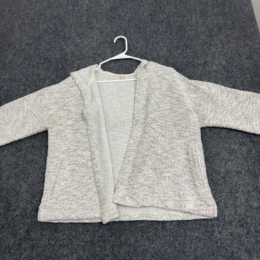 Madewell Cardigan Womens S Gray Cotton Polyester Open Front Hooded Casual Cozy